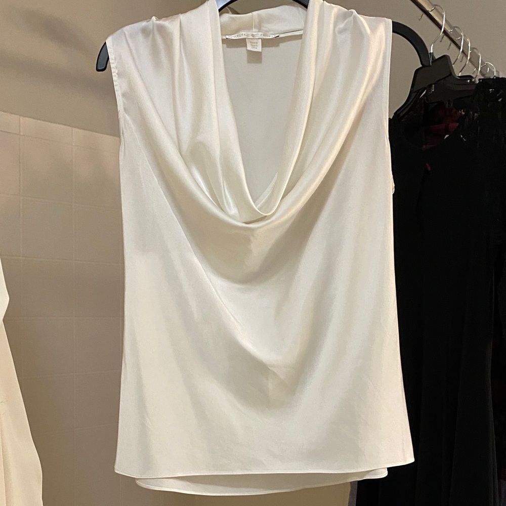 Cowl Neck Silky Sleeveless Blouse. Perfect for under a Blazer. Beautiful Size 6
